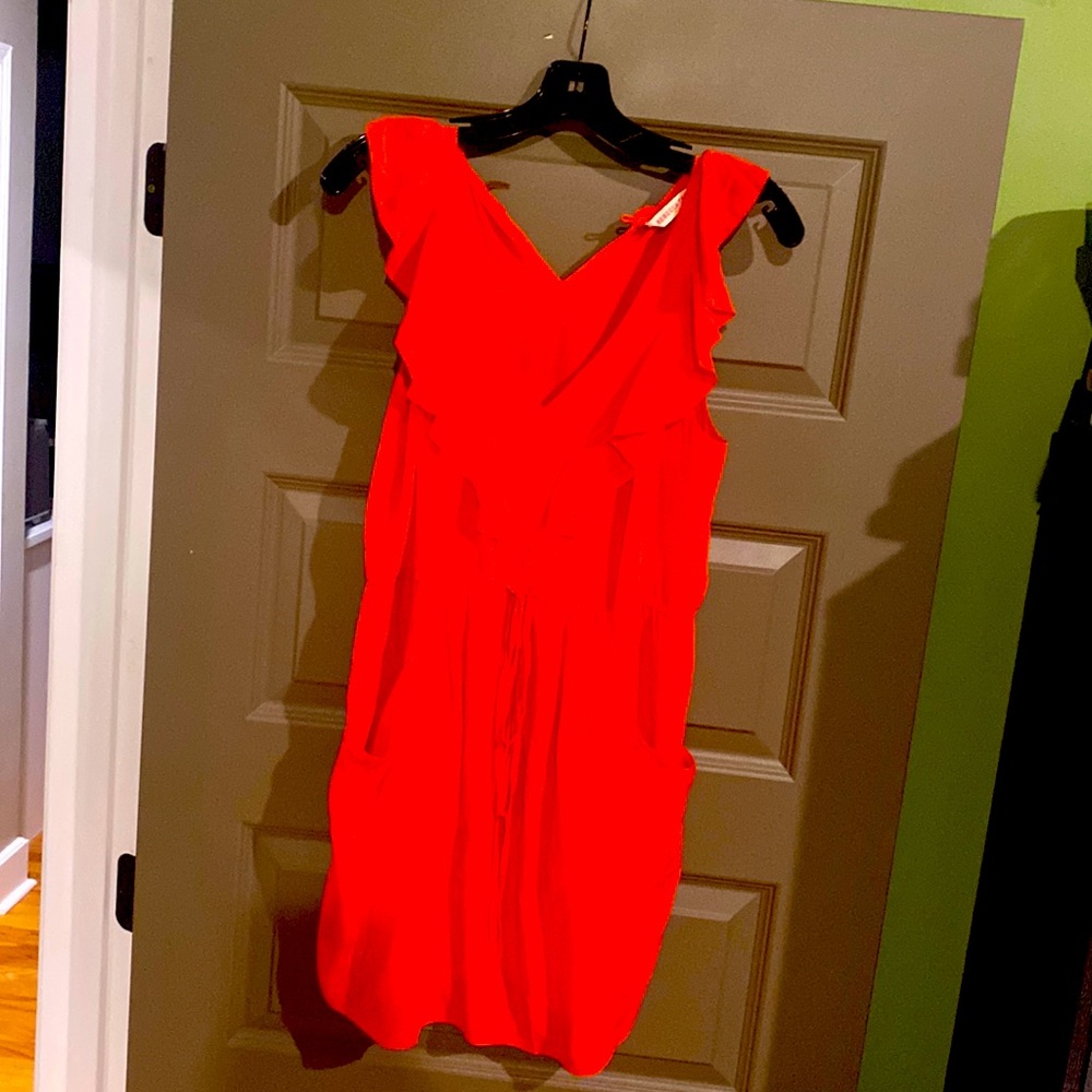 Beautiful Rebecca Taylor silk dress sleeveless with ruffle top drawstring waist